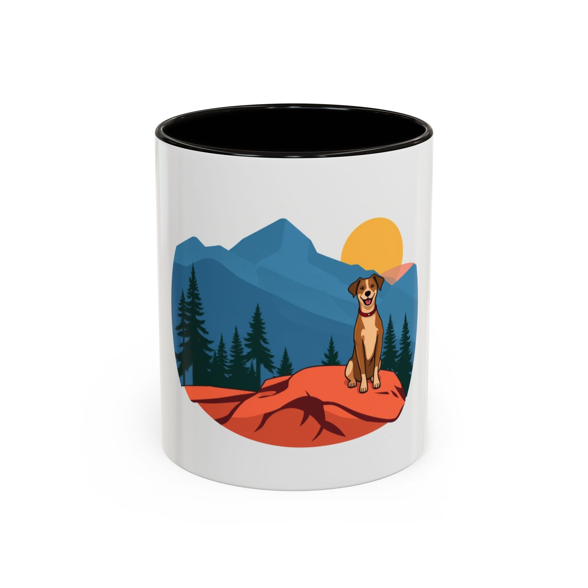 CanyonCache Trail Dog Mug — Retro Mountain Dog Camp Coffee Mug