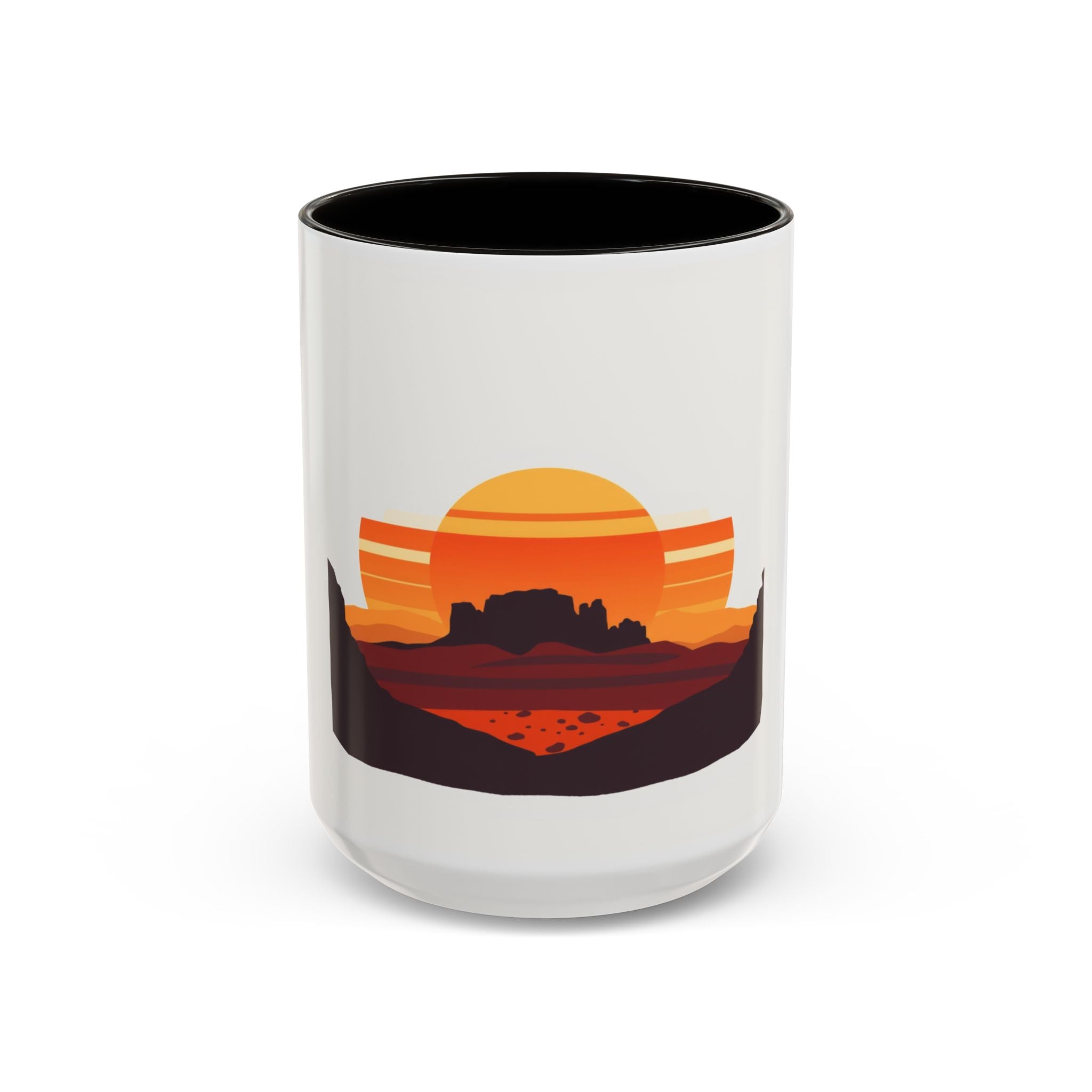 CanyonCache Desert Sunset Mug — Retro Mesa Camp Coffee Mug