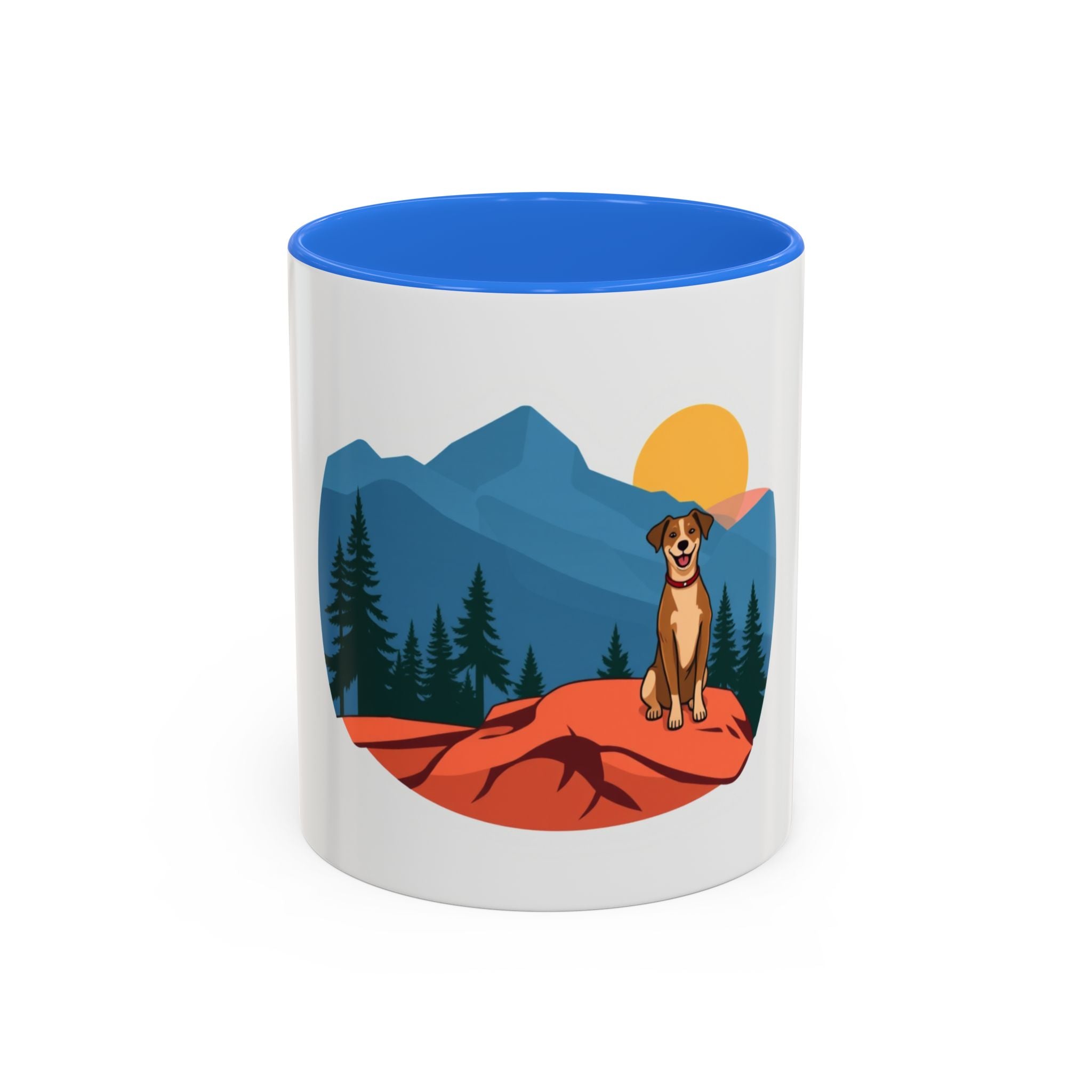 CanyonCache Trail Dog Mug — Retro Mountain Dog Camp Coffee Mug