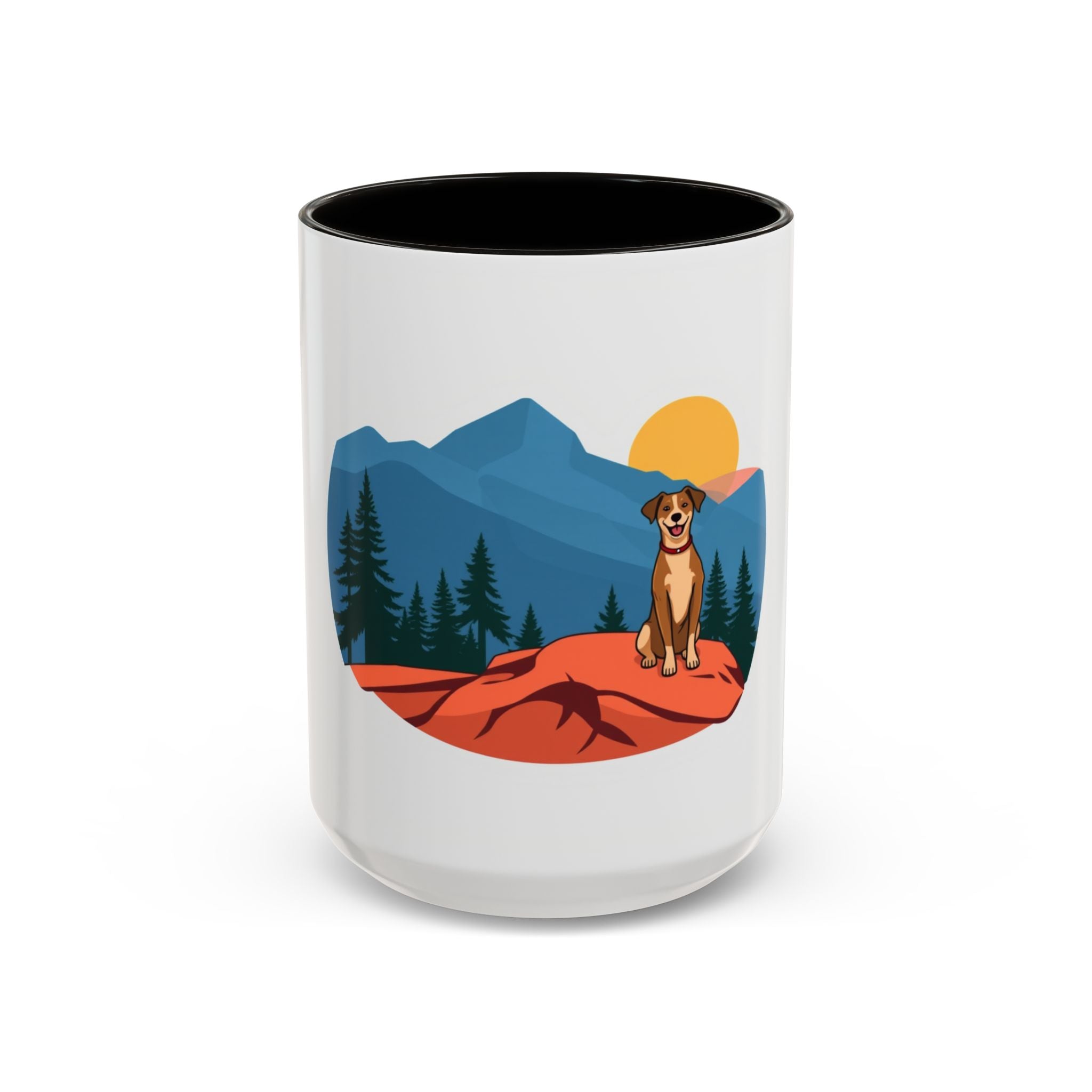 CanyonCache Trail Dog Mug — Retro Mountain Dog Camp Coffee Mug