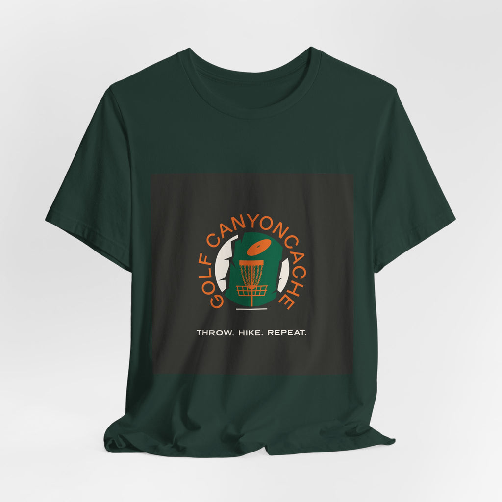 Golf CanyonCache Tee — "Throw. Hike. Repeat."