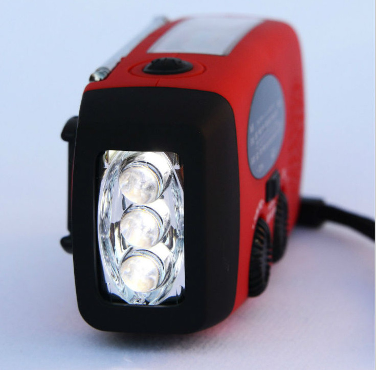 Solar Crank USB Radio Flashlight