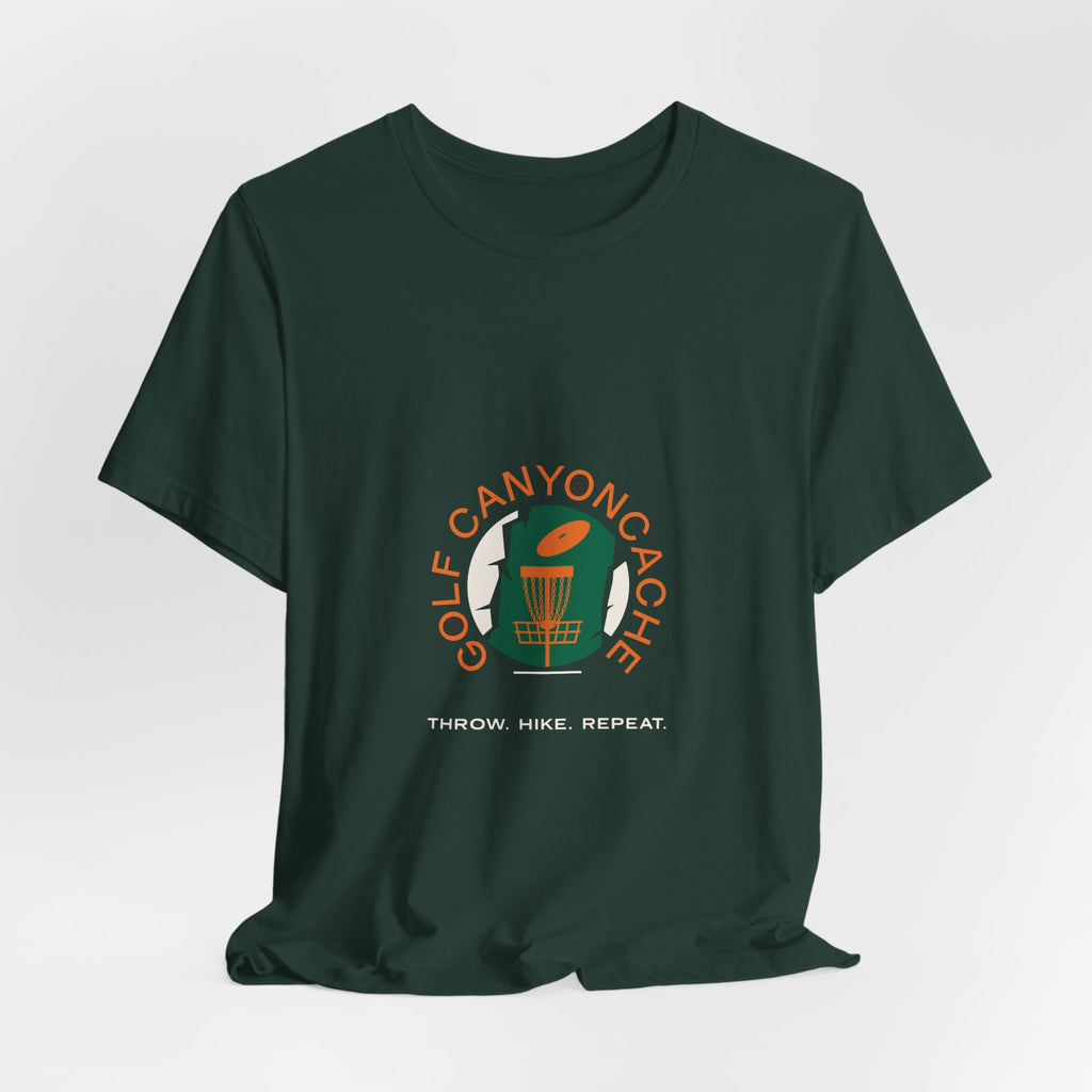Golf CanyonCache Tee — "Throw. Hike. Repeat."