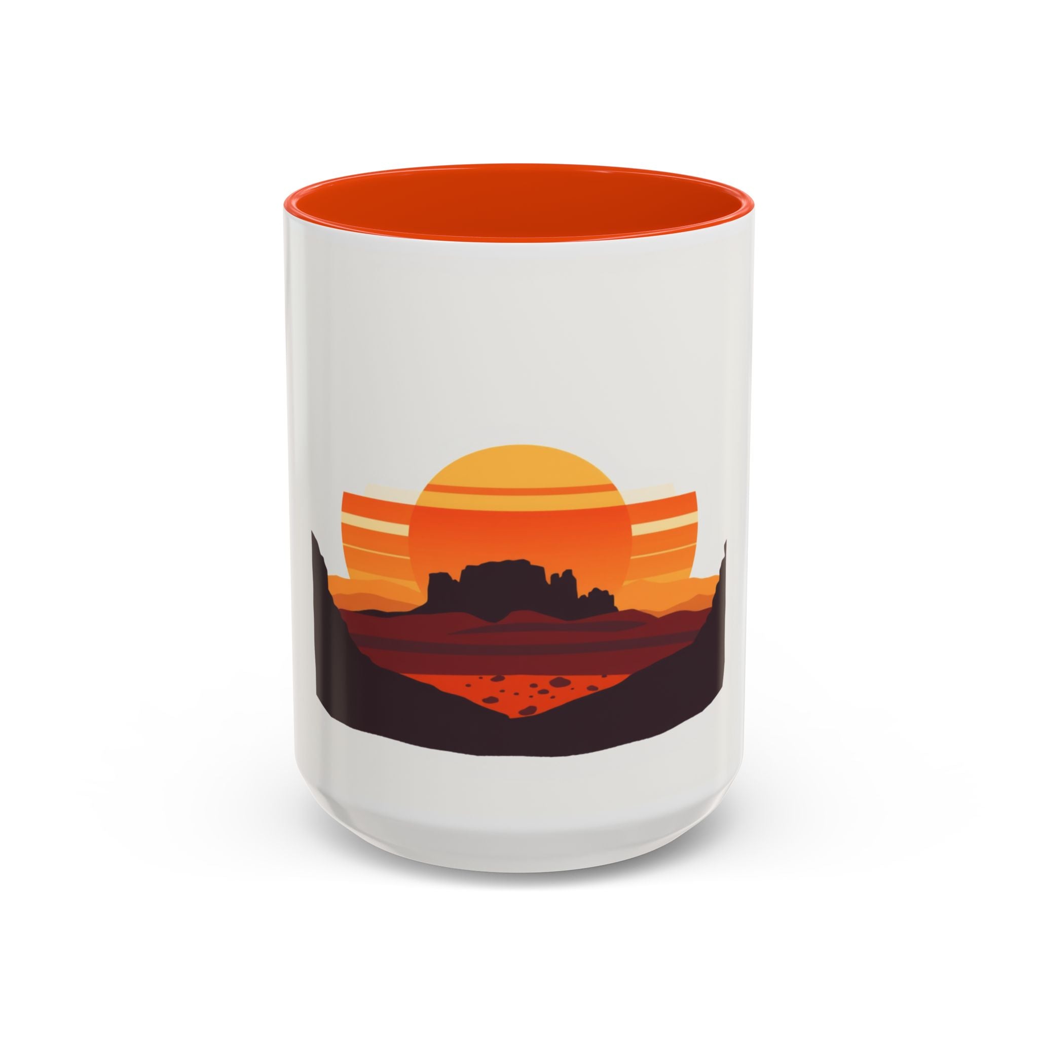 CanyonCache Desert Sunset Mug — Retro Mesa Camp Coffee Mug