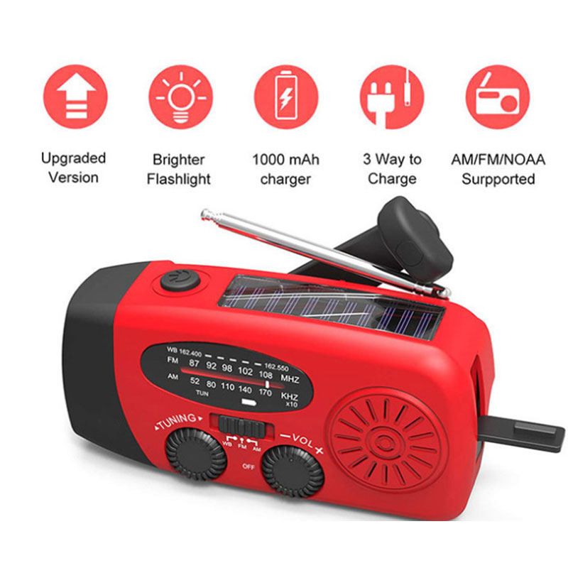 Solar Crank USB Radio Flashlight