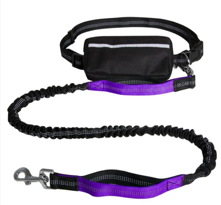 Hands-Free Bungee Dog Running Leash (Reflective + Waist Belt)