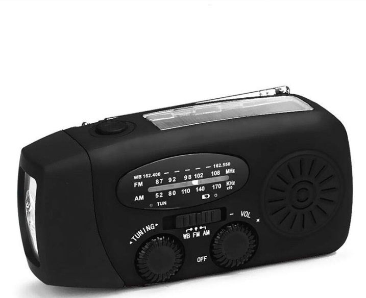 Solar Crank USB Radio Flashlight