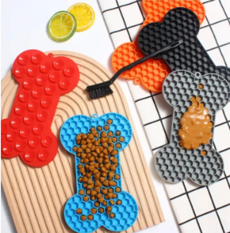 Silicone Dog Lick Mat & Slow Feeder (with Brush)