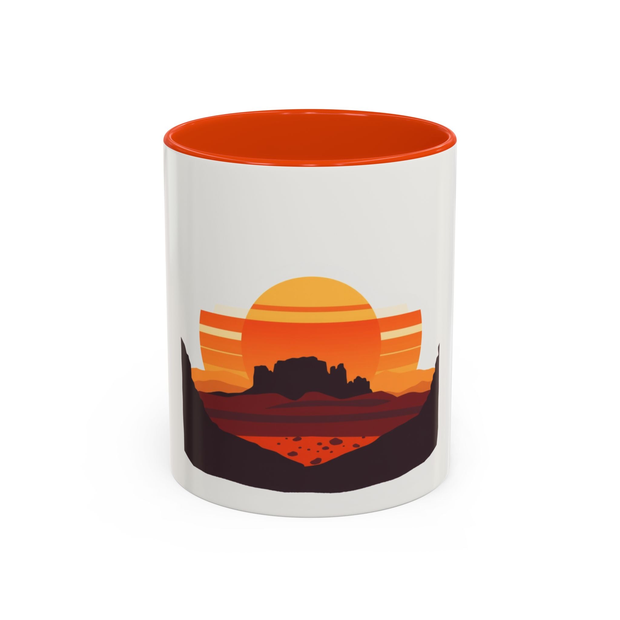 CanyonCache Desert Sunset Mug — Retro Mesa Camp Coffee Mug