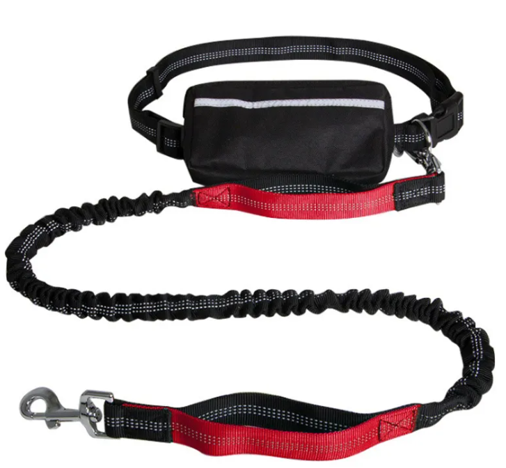 Hands-Free Bungee Dog Running Leash (Reflective + Waist Belt)