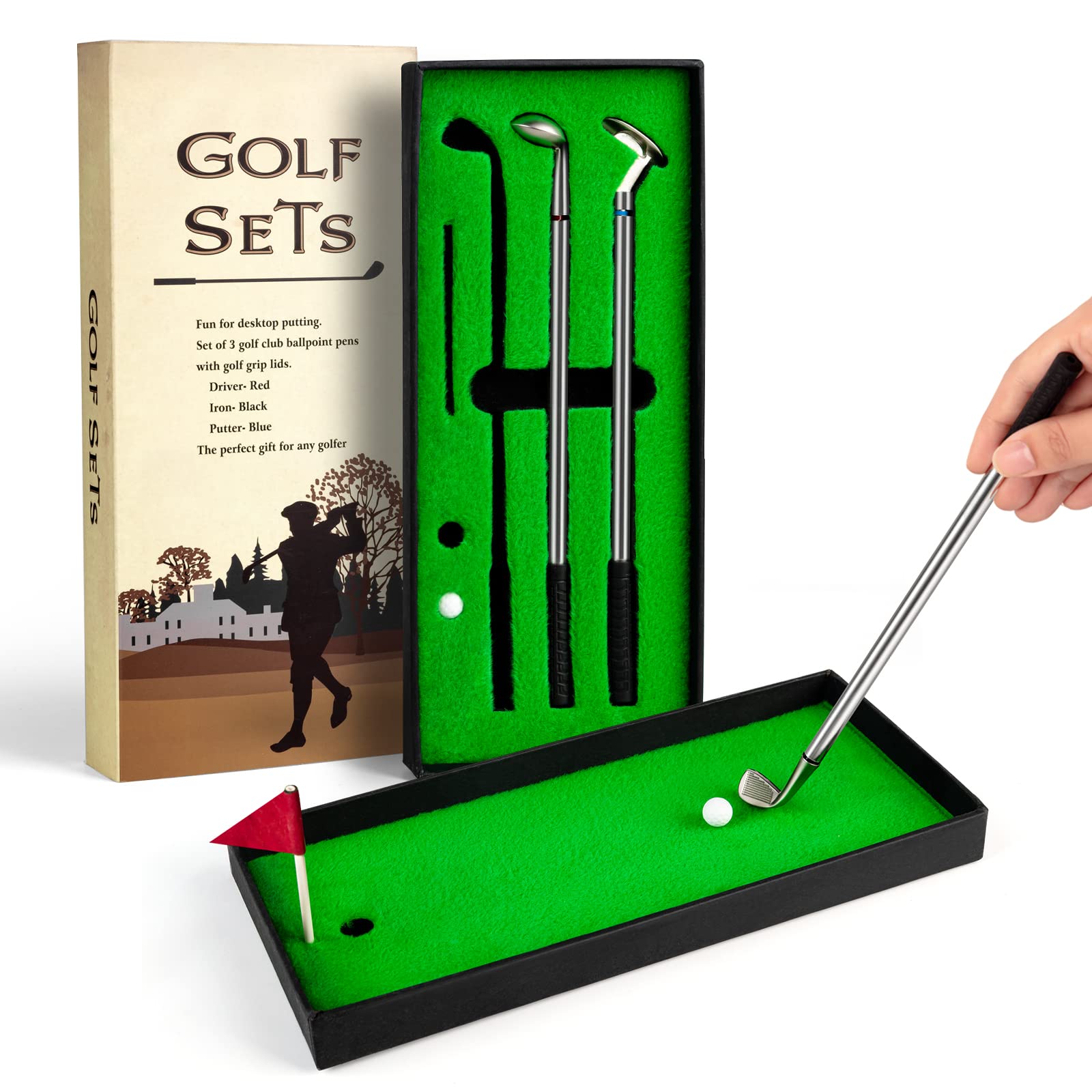 Novelty Golf Ball Pen & Putter Stand Set