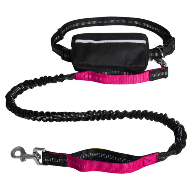 Hands-Free Bungee Dog Running Leash (Reflective + Waist Belt)