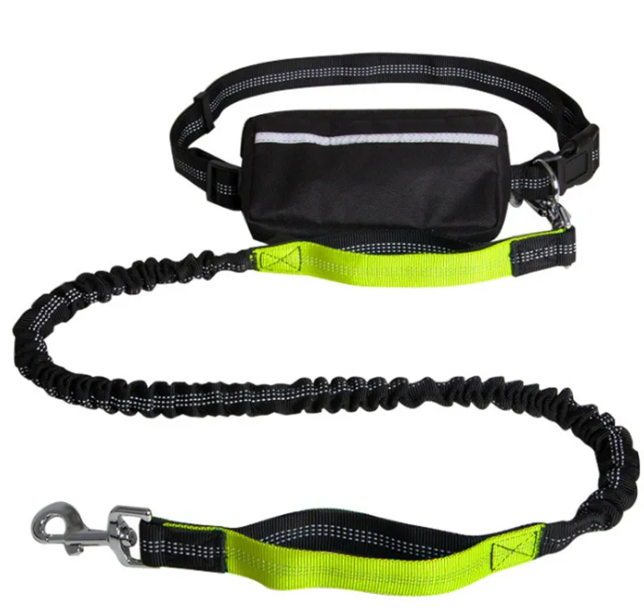 Hands-Free Bungee Dog Running Leash (Reflective + Waist Belt)