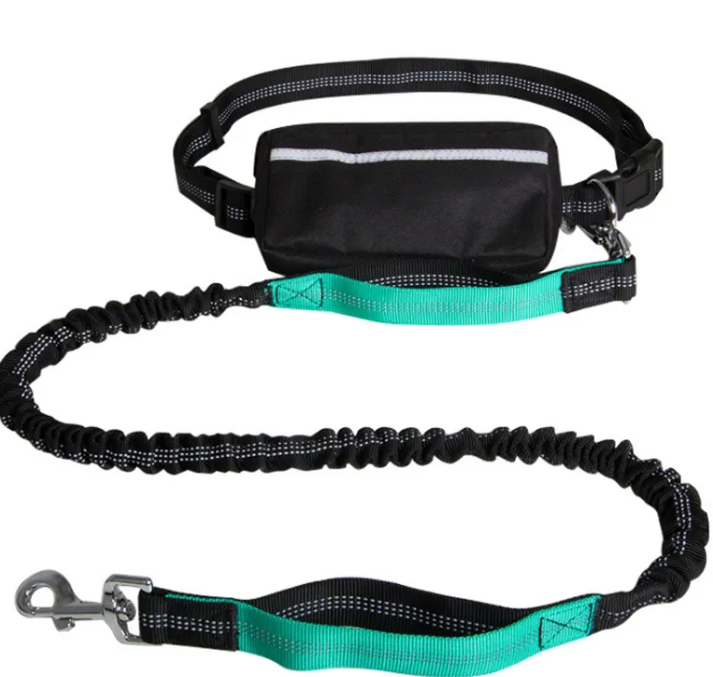 Hands-Free Bungee Dog Running Leash (Reflective + Waist Belt)