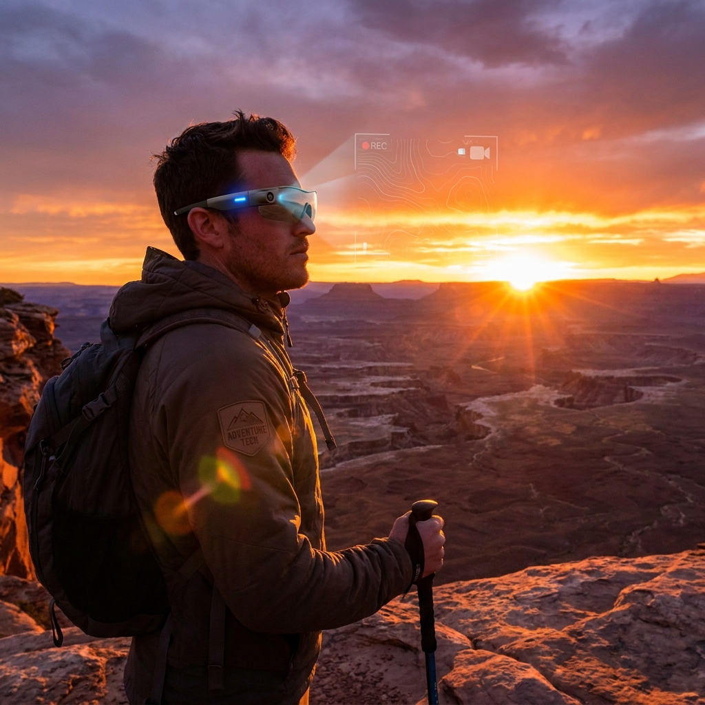 AI Camera Smart Glasses at canyon viewpoint